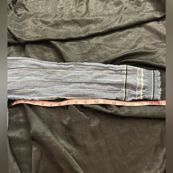 LOFT Blue White Stripe Cotton Long Sleeve Henley Tunic Top Shirt Size M - Picture 7 of 7